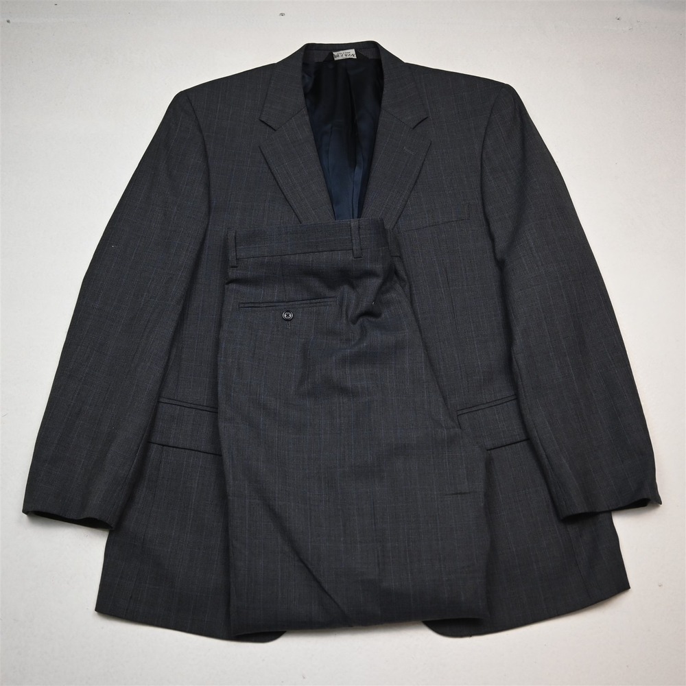 Jos A Bank 43R 36x32 Gray Glenn Plaid 100% Wool Mens Jacket‎ Pants Suit